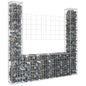 Cesta de gaviones forma de U 2 postes de hierro 140x20x100 cm