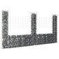 Cesta de gaviones forma de U 2 postes de hierro 140x20x100 cm