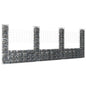 Cesta de gaviones forma de U 2 postes de hierro 140x20x100 cm