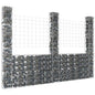 Cesta de gaviones forma de U 2 postes de hierro 140x20x100 cm