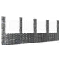 Cesta de gaviones forma de U 2 postes de hierro 140x20x100 cm