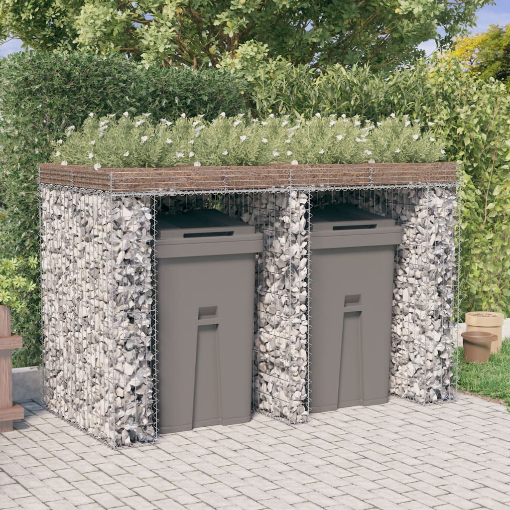 Gabion wall for trash can, iron 110x91x120 cm