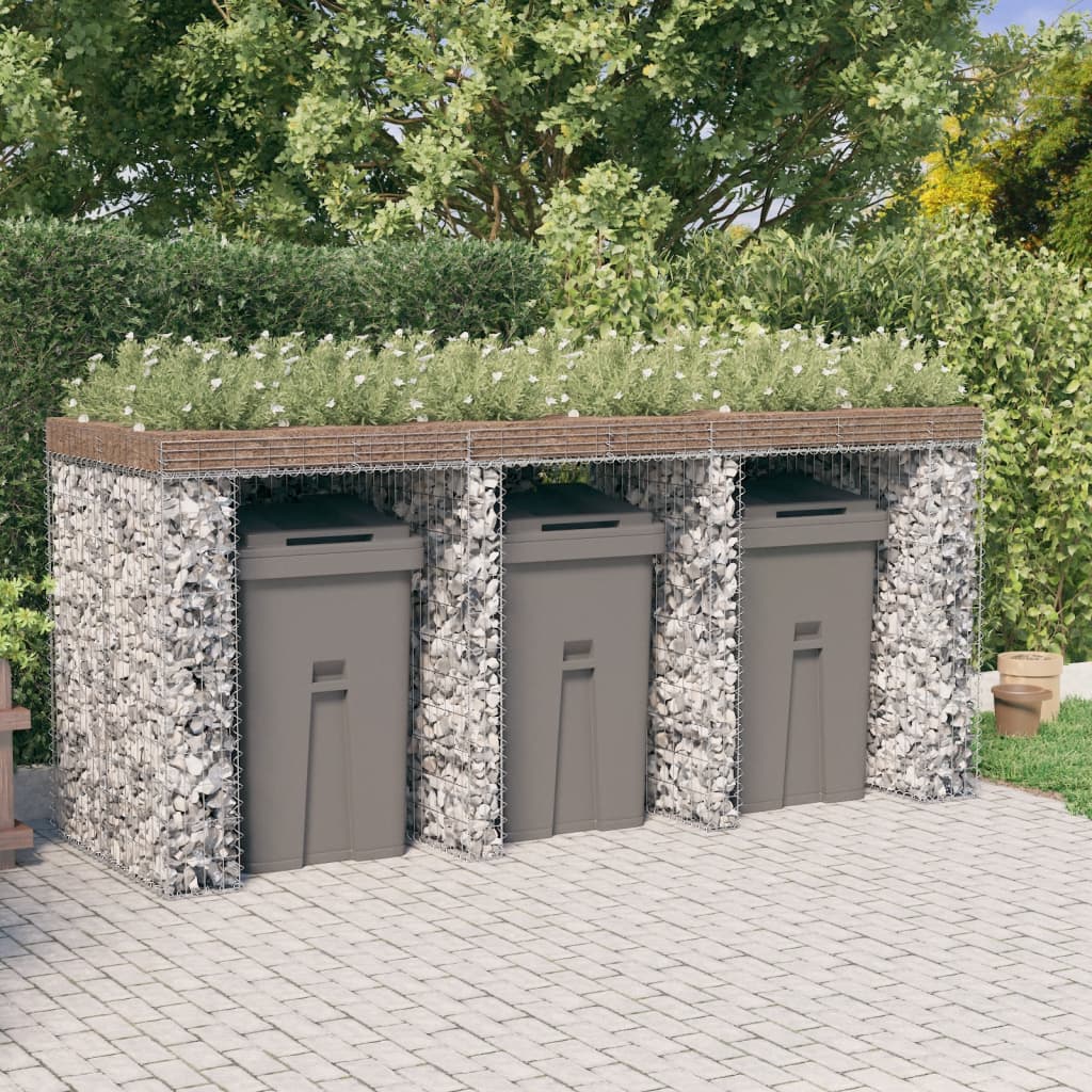 Gabion wall for trash can, iron 110x91x120 cm