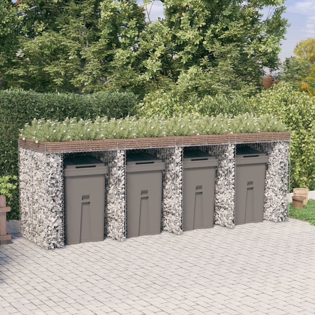 Gabion wall for trash can, iron 110x91x120 cm