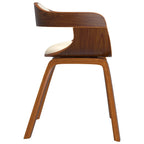Silla de comedor de cuero sintético y madera curvada crema