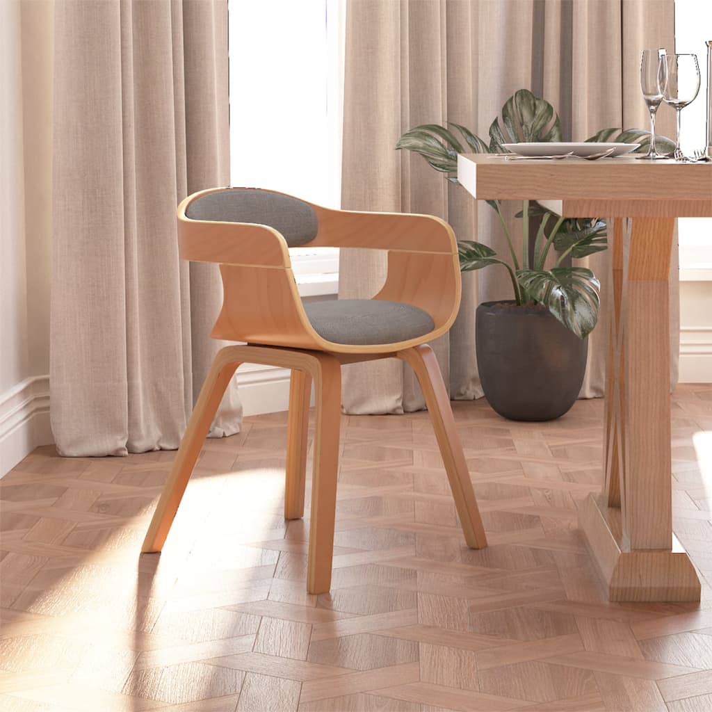 Silla de comedor de cuero sintético y madera curvada crema