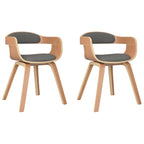Silla de comedor 2 uds madera curvada y tela gris claro