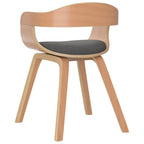 Silla de comedor 2 uds madera curvada y tela gris claro