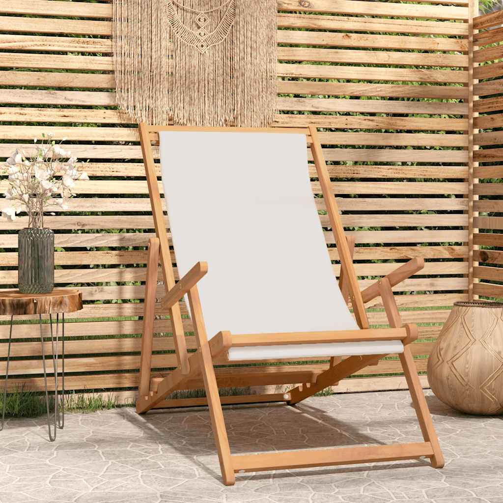 Solid Teak Folding Beach Chair Blue