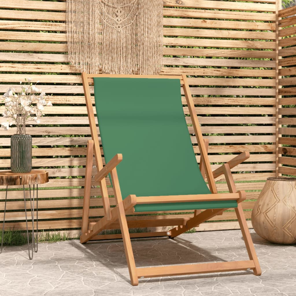 Solid Teak Folding Beach Chair Blue