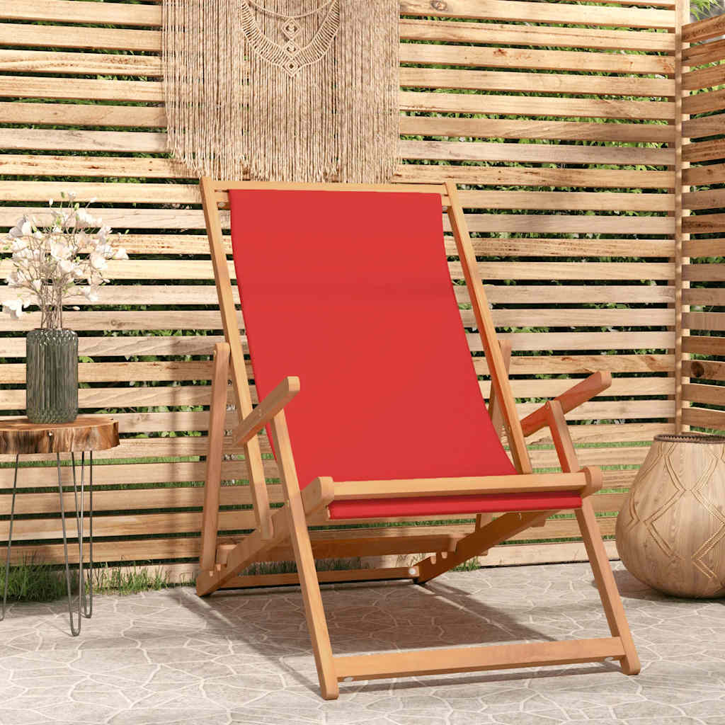 Solid Teak Folding Beach Chair Blue