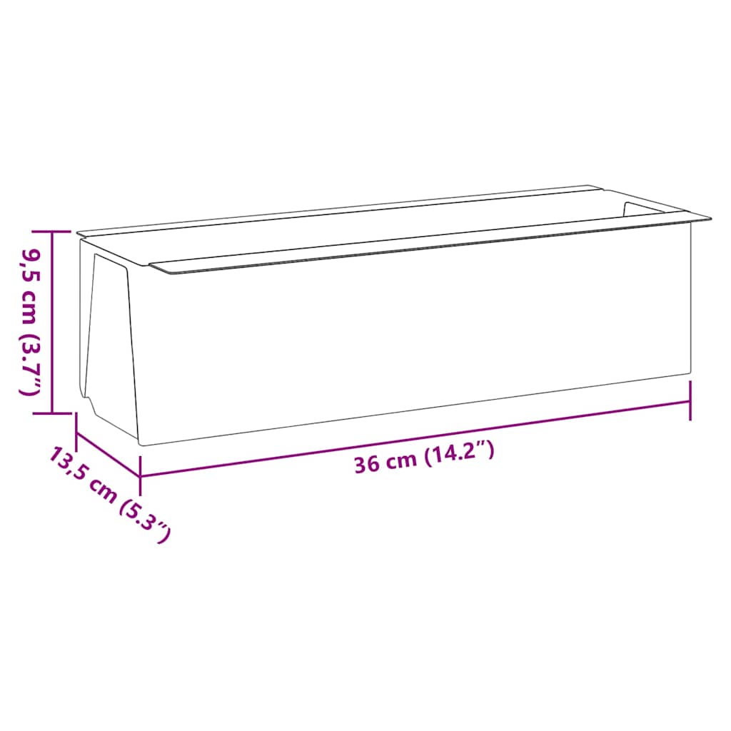 Jardineras para europalés 12 uds PP gris 36x13,5x9,5 cm