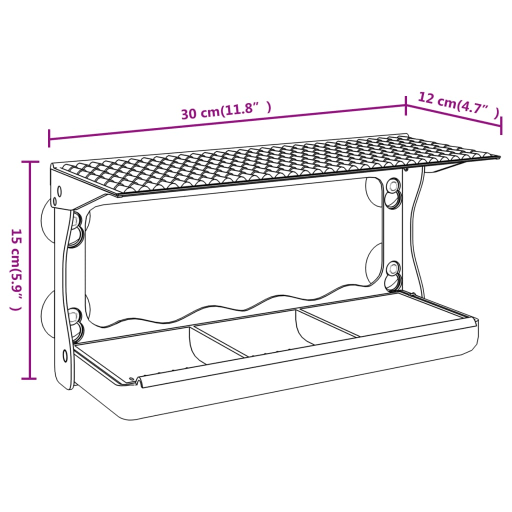Comedero de pájaros para ventanas 2 uds acrílico 30x12x15 cm