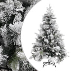 Árbol de Navidad con nieve flocada y piñas PVC y PE 150 cm