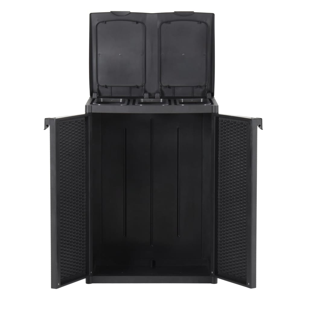 Cubo de basura con 2 puertas negra 65x45x88 cm PP