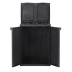 Cubo de basura con 2 puertas negra 65x45x88 cm PP