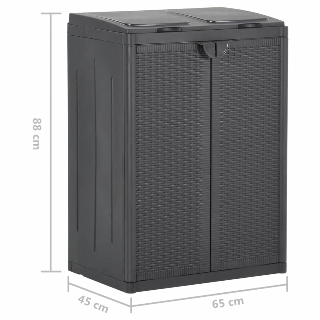 Cubo de basura con 2 puertas negra 65x45x88 cm PP
