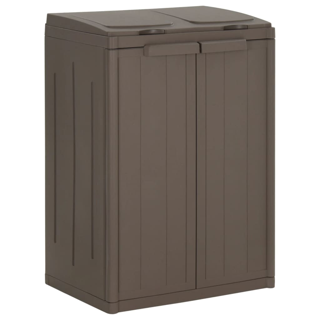 Cubo de basura con 2 puertas PP marrón 65x45x88 cm