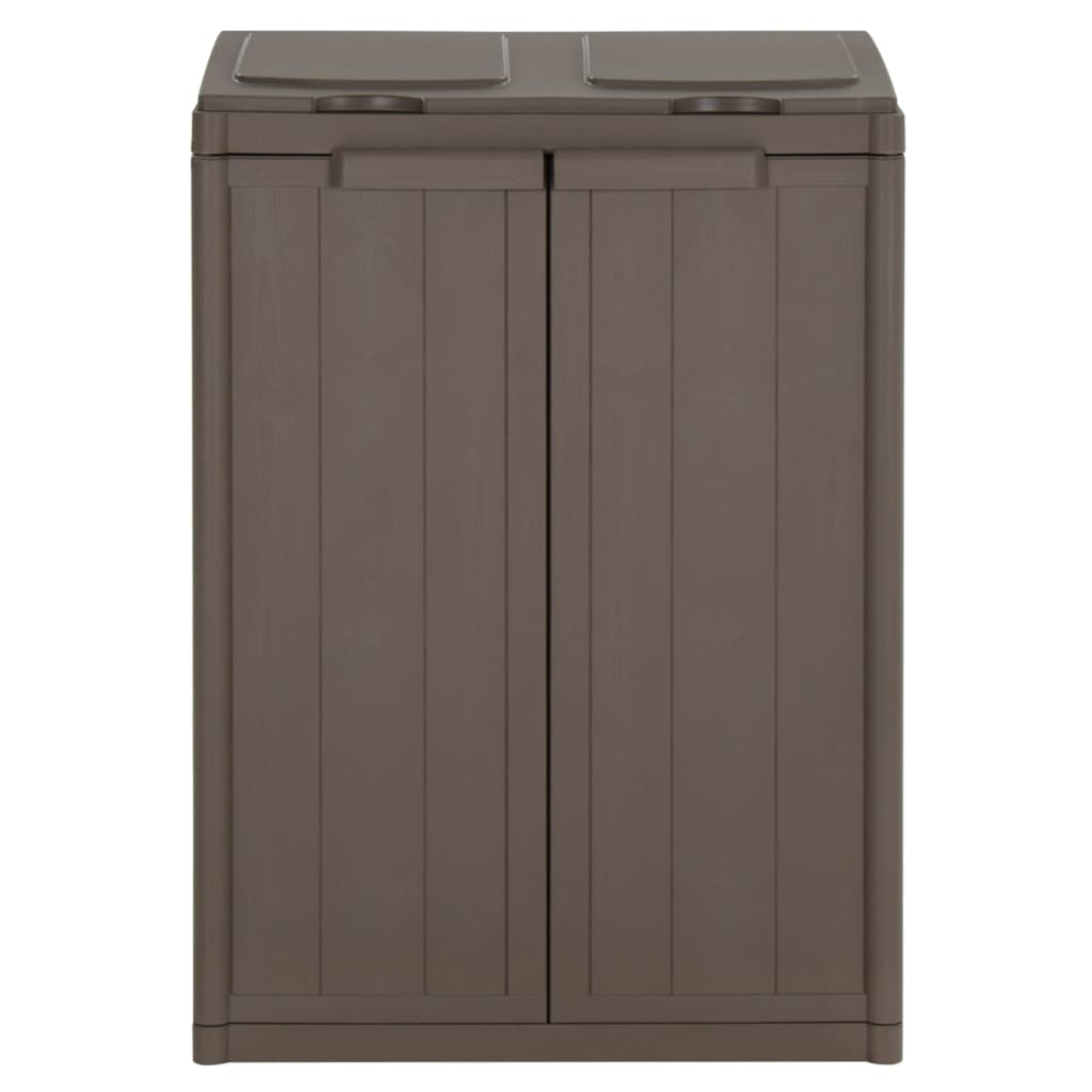 Cubo de basura con 2 puertas PP marrón 65x45x88 cm