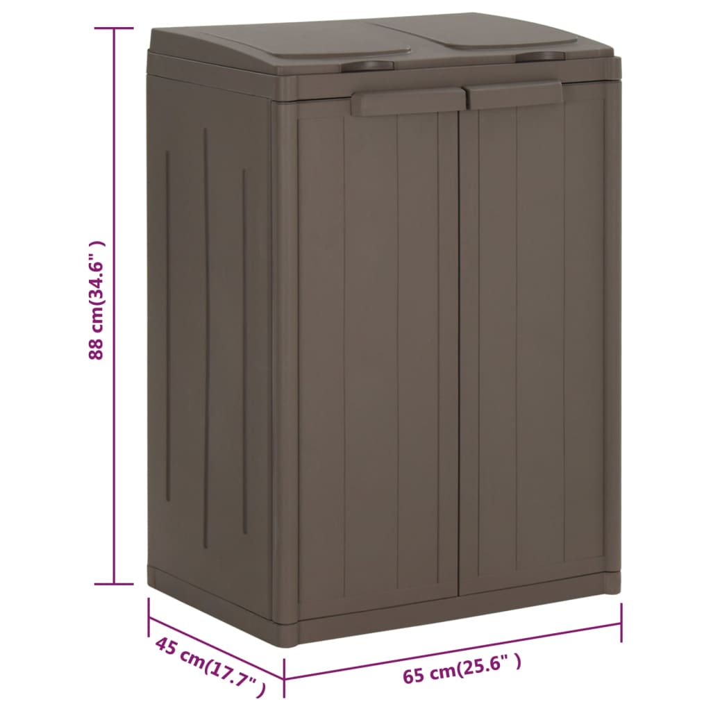 Cubo de basura con 2 puertas PP marrón 65x45x88 cm