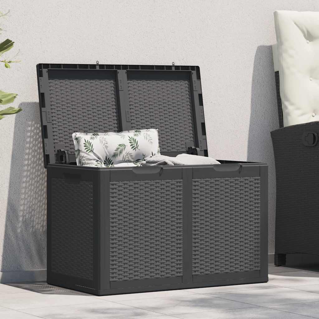 Caja de almacenaje para jardín 180 L PP aspecto madera gris