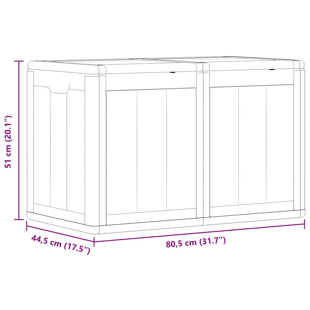 Caja de almacenaje para jardín 180 L PP aspecto madera gris