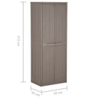 Armario almacenaje de jardín PP apariencia madera 65x45x172 cm