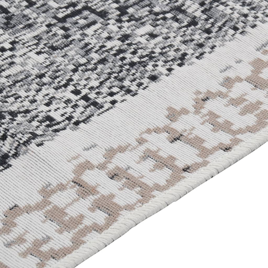 Alfombra de algodón negra y gris 120x180 cm