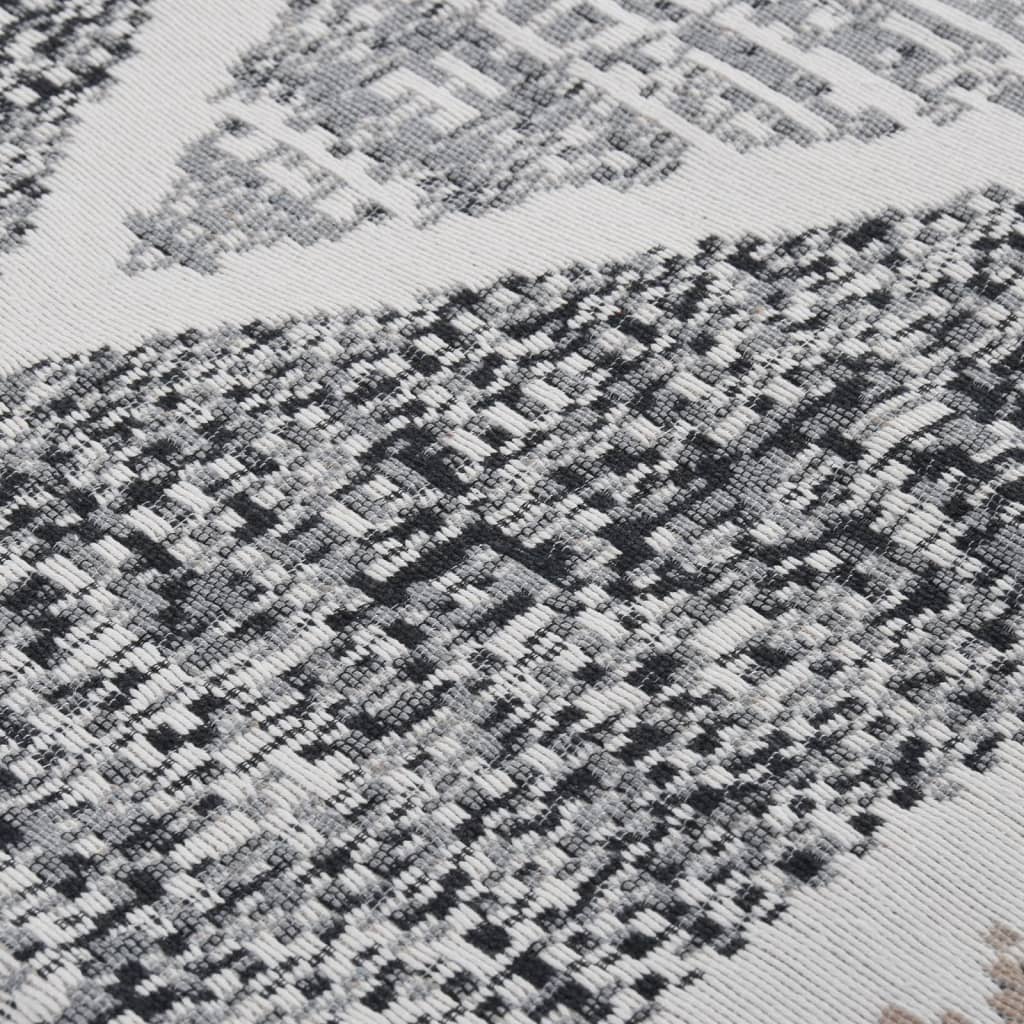 Alfombra de algodón negra y gris 120x180 cm
