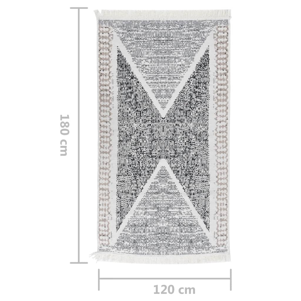 Alfombra de algodón negra y gris 120x180 cm