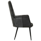 Sillón orejero cuero auténtico negro y gris