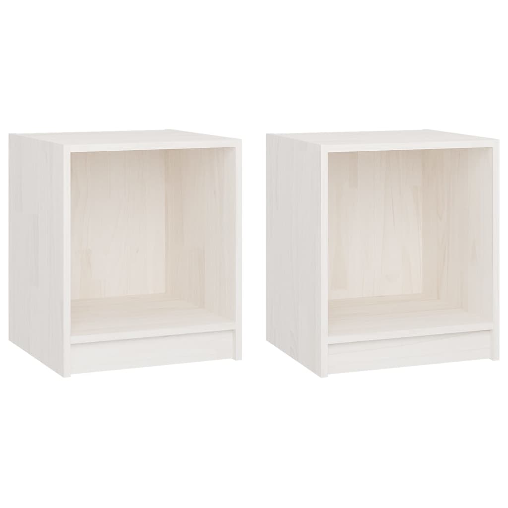 Mesita de noche 2 uds madera de pino blanco 35,5x33,5x41,5 cm