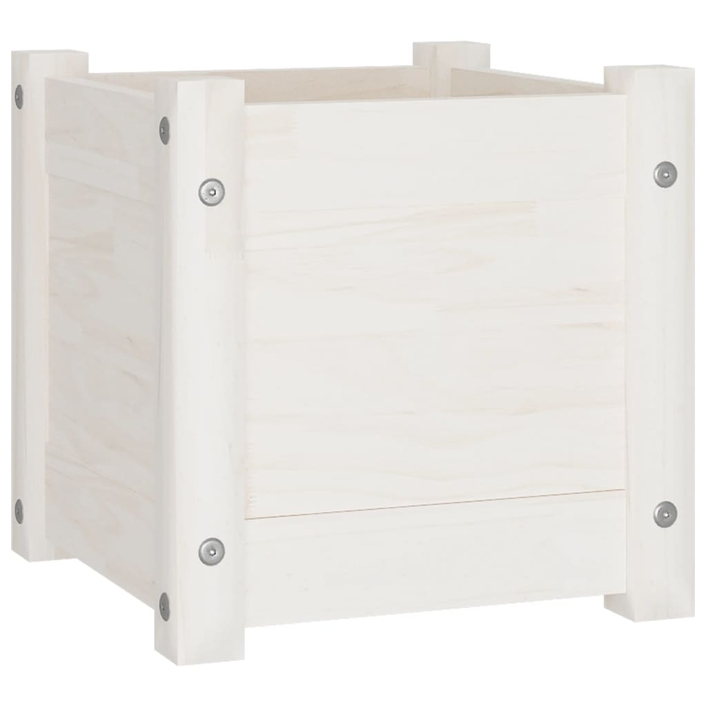 Jardinera de madera maciza de pino blanco 31x31x31 cm
