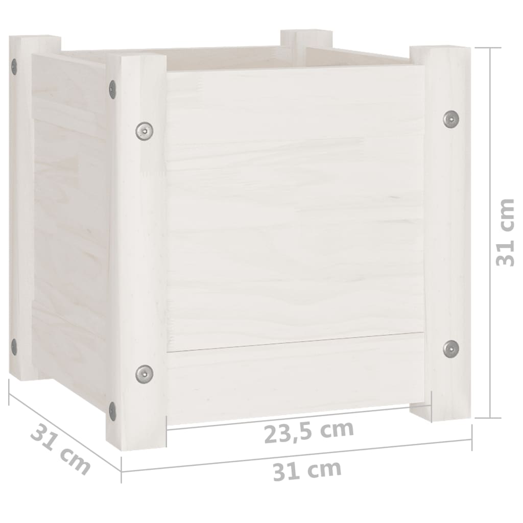 Jardinera de madera maciza de pino blanco 31x31x31 cm