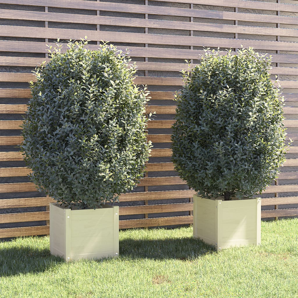 Jardineras 2 uds madera maciza de pino 31x31x31 cm
