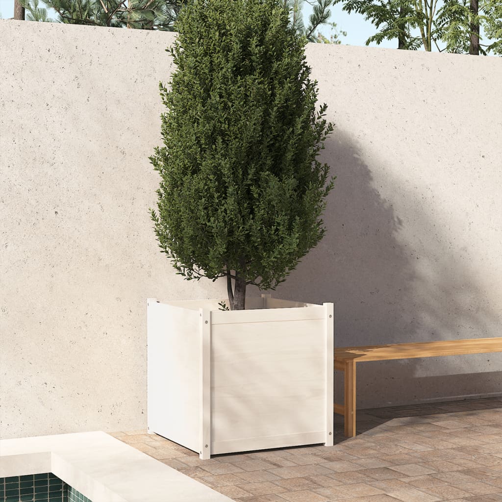 Jardinera de madera maciza de pino 100x31x31 cm