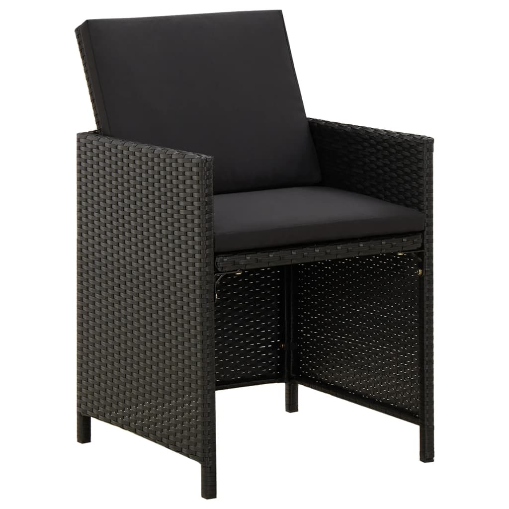 Juego de comedor de jardín 3 piezas con cojines negro