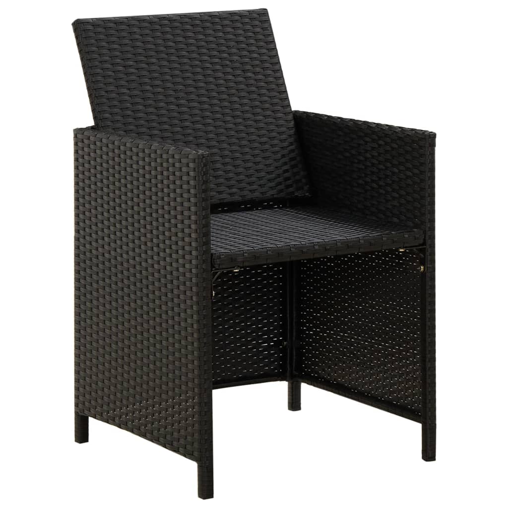 Juego de comedor de jardín 3 piezas con cojines negro