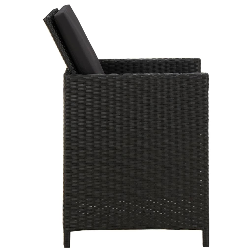 Juego de comedor de jardín 3 piezas con cojines negro