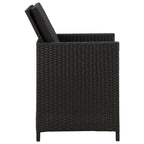 Juego de comedor de jardín 3 piezas con cojines negro