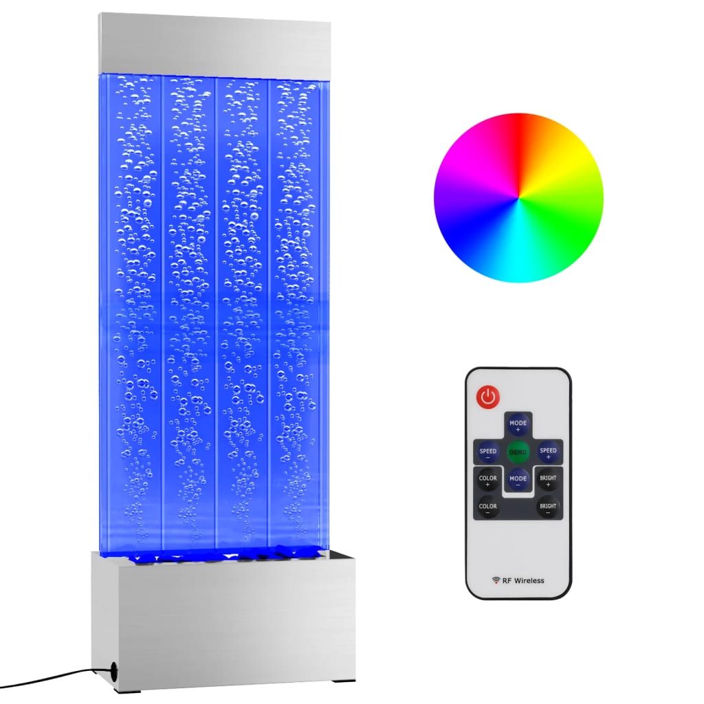 Columna burbujas LEDs RGB acero inoxidable acrílico 110 cm