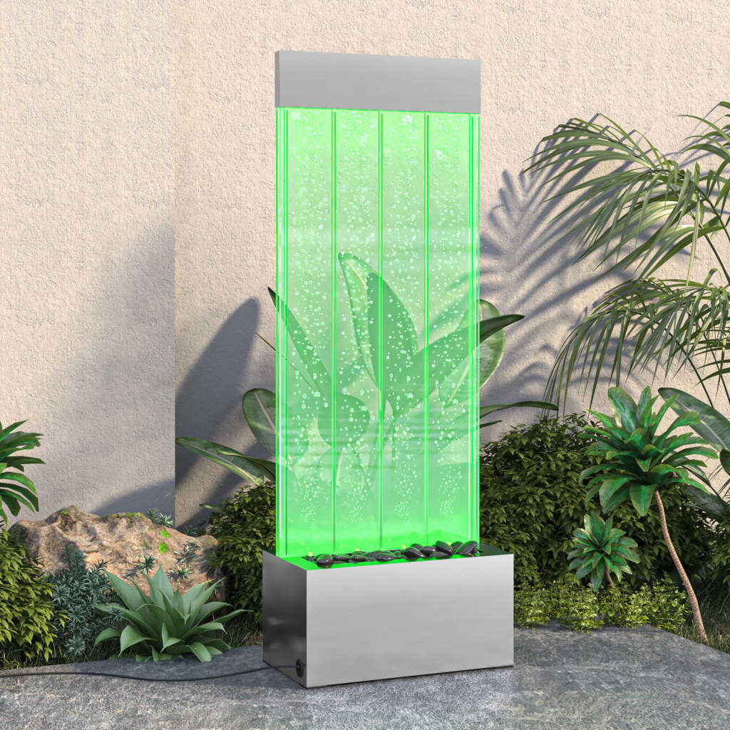 Columna burbujas LEDs RGB acero inoxidable acrílico 110 cm