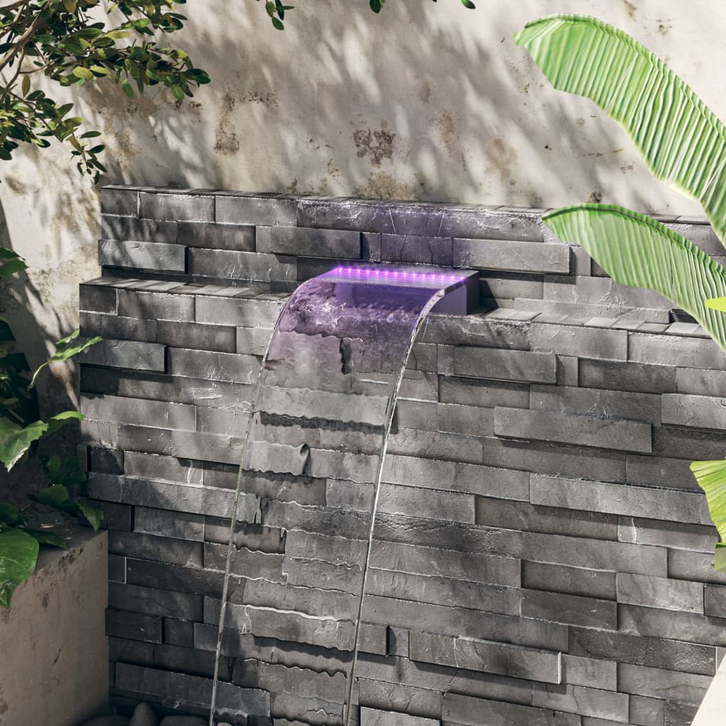 Stainless steel RGB LED waterfall fountain 108 cm