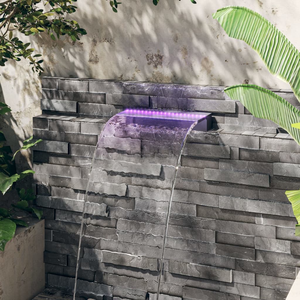 Stainless steel RGB LED waterfall fountain 108 cm