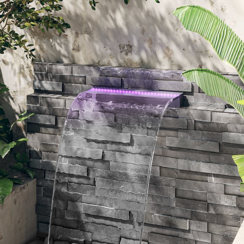 Stainless steel RGB LED waterfall fountain 108 cm