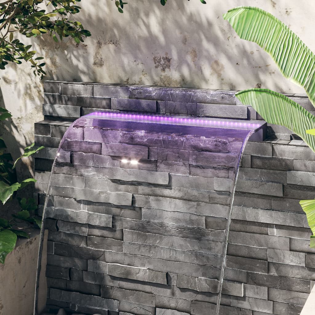 Stainless steel RGB LED waterfall fountain 108 cm