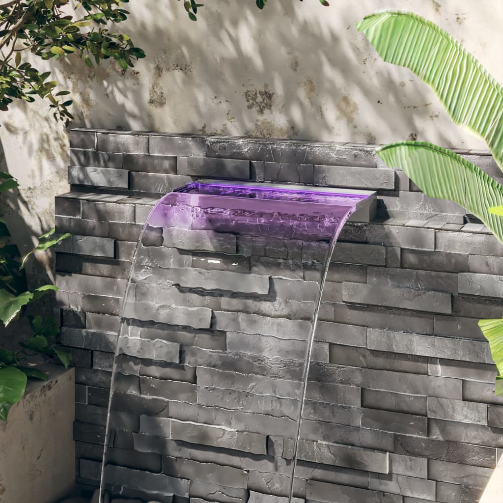 Stainless steel RGB LED waterfall fountain 108 cm