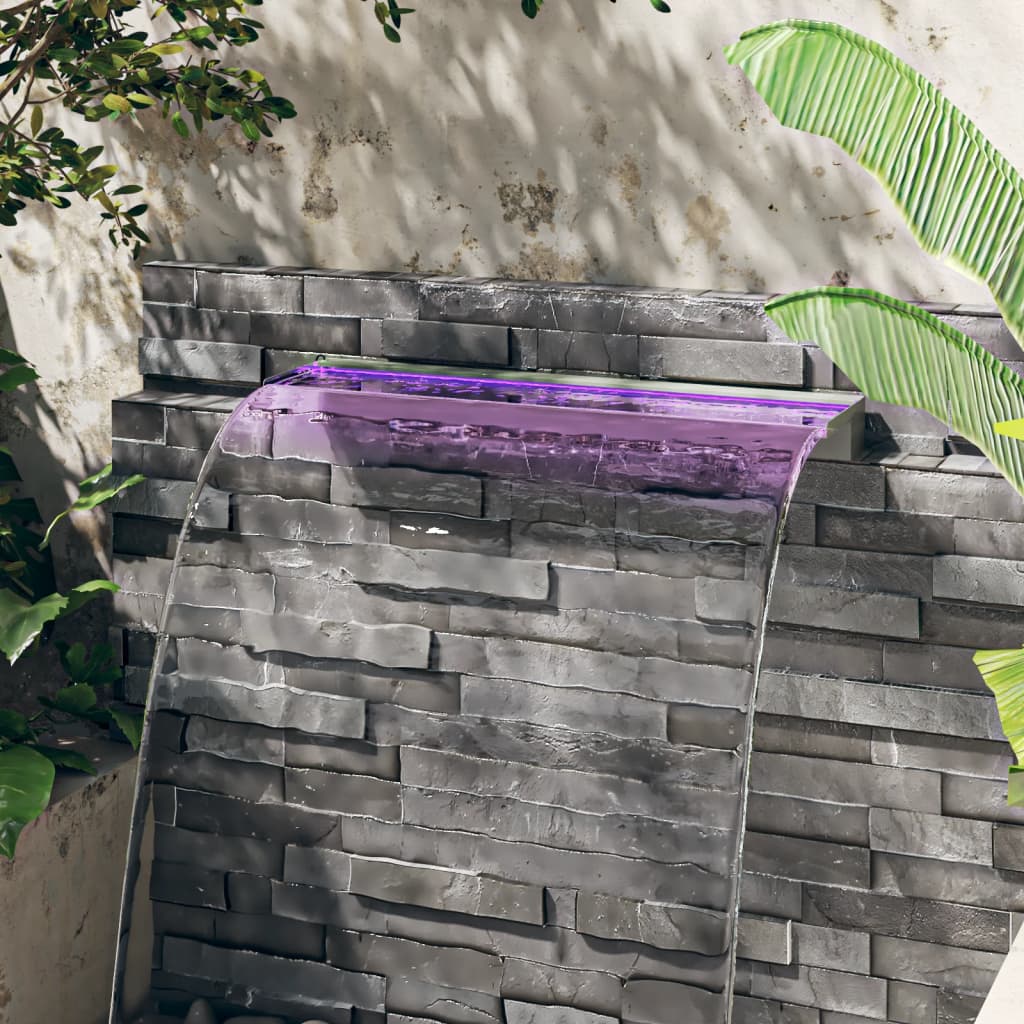 Stainless steel RGB LED waterfall fountain 108 cm