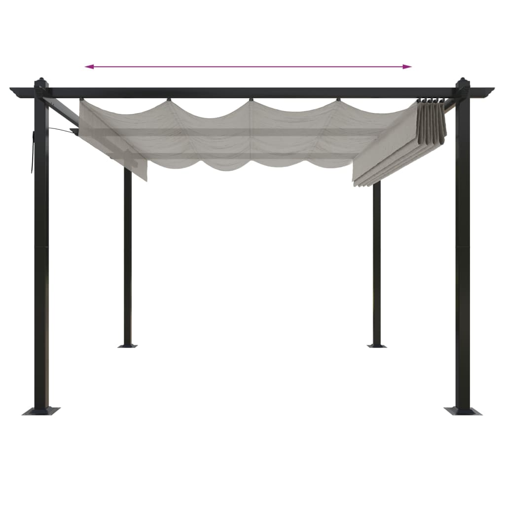 Cenador de jardín con techo retráctil color crema 3x3 m