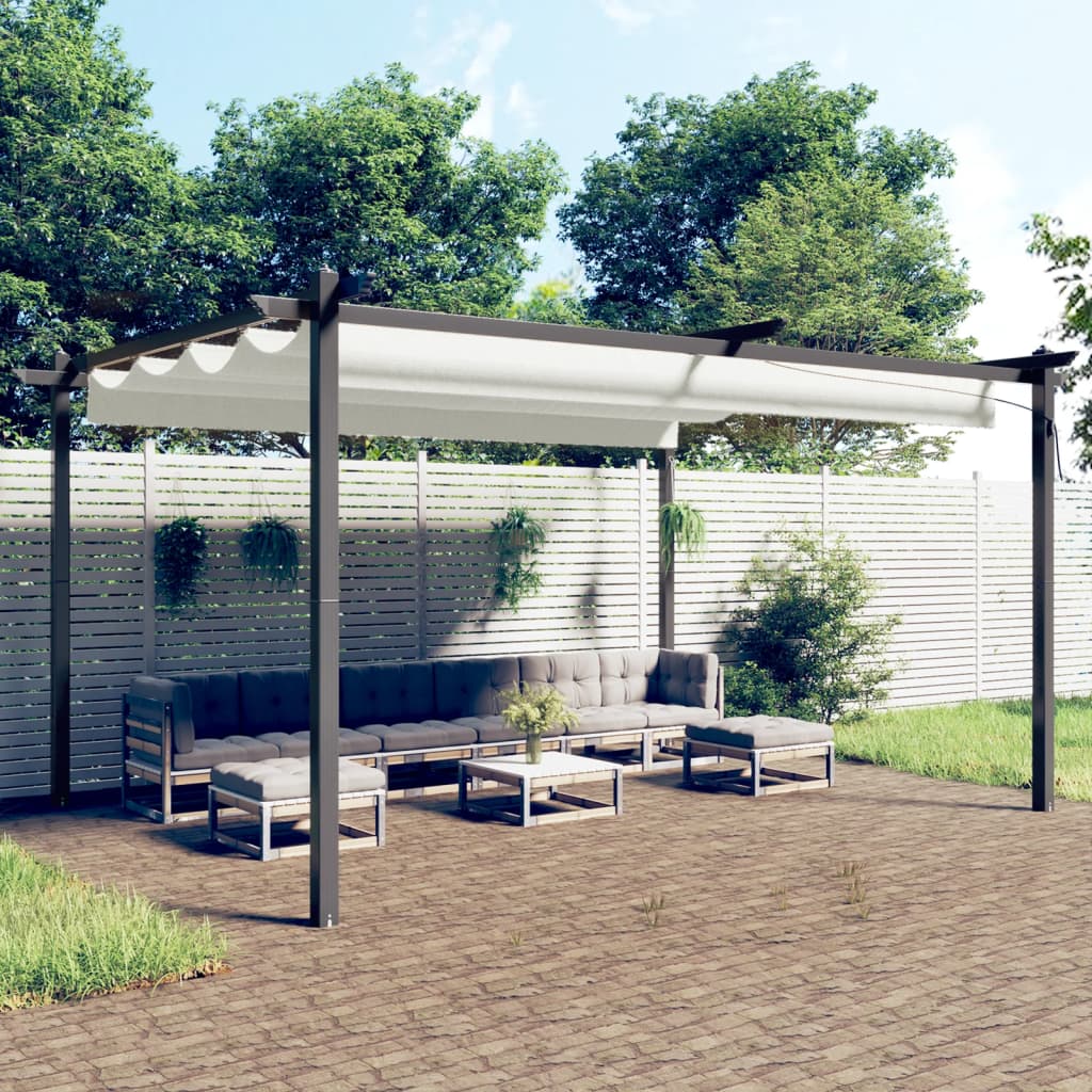 Cenador de jardín con techo retráctil color crema 3x3 m